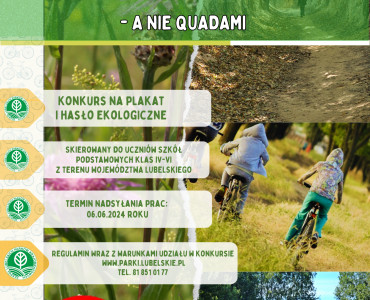 Przedłużony termin!!! Zapraszamy do udziału w konkursie  plastycznym pt. „Do Parku na spacer lub na rowerze - a nie quadami"