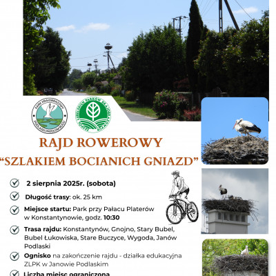 W ramach akcji: Wakacje z parkami krajobrazowymi zapraszamy na Rajd rowerowy „Szlakiem bocianich gniazd”