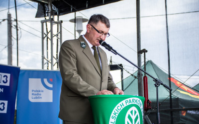 Pan Kierownik Grzegorz Domański podczas podziękowań Partnerom wydarzenia