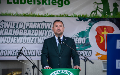 Pan Marek Wojciechowski -Wicemarszałek Wojewówdztwa Lubelskiego podczas przemówienia