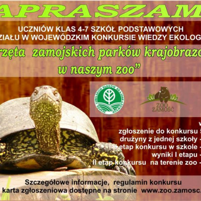 Wojewódzki Konkurs Wiedzy Ekologicznej dla klas 4-7 szkół podstawowych   „Zwierzęta zamojskich parków krajobrazowych w naszym zoo”