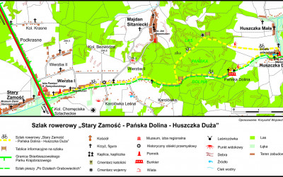 Mapa szlaku rowerowego Stary Zamość-Pańska Dolina-Huszczka Duża