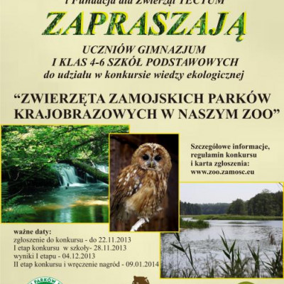 "Zwierzęta zamojskich parków krajobrazowych w zamojskim ZOO" - zapraszamy do udziału w konkursie.